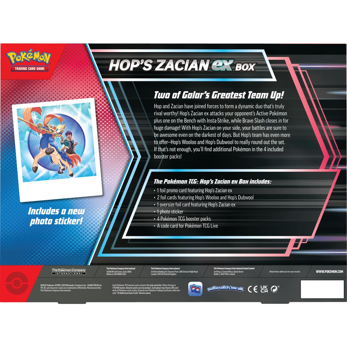Pokémon TCG Hop's Zacian ex Box