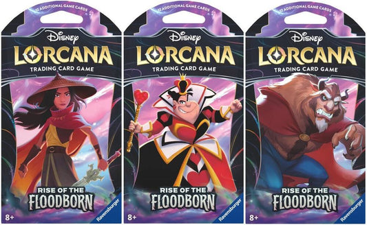 Disney Lorcana: Rise of the Floodborn Sleeved Booster Pack Art Bundle (Set of 3 Boosters)