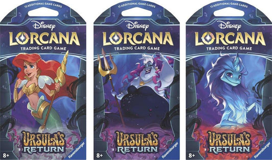Disney Lorcana: Ursula's Return Sleeved Booster Pack Art Bundle (Set of 3 Boosters)