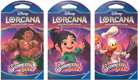 Disney Lorcana: Shimmering Skies Sleeved Booster Pack Art Bundle (Set of 3 Boosters)