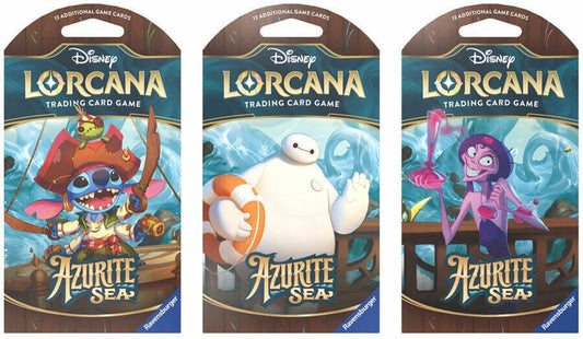 Disney Lorcana: Azurite Sea Sleeved Booster Pack Art Bundle (Set of 3 Boosters)