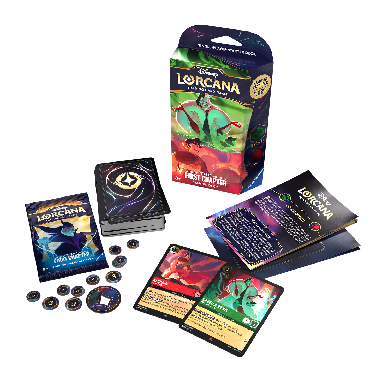 Disney Lorcana The First Chapter Starter Deck: Cruella de Vil &amp; Aladdin (includes booster)