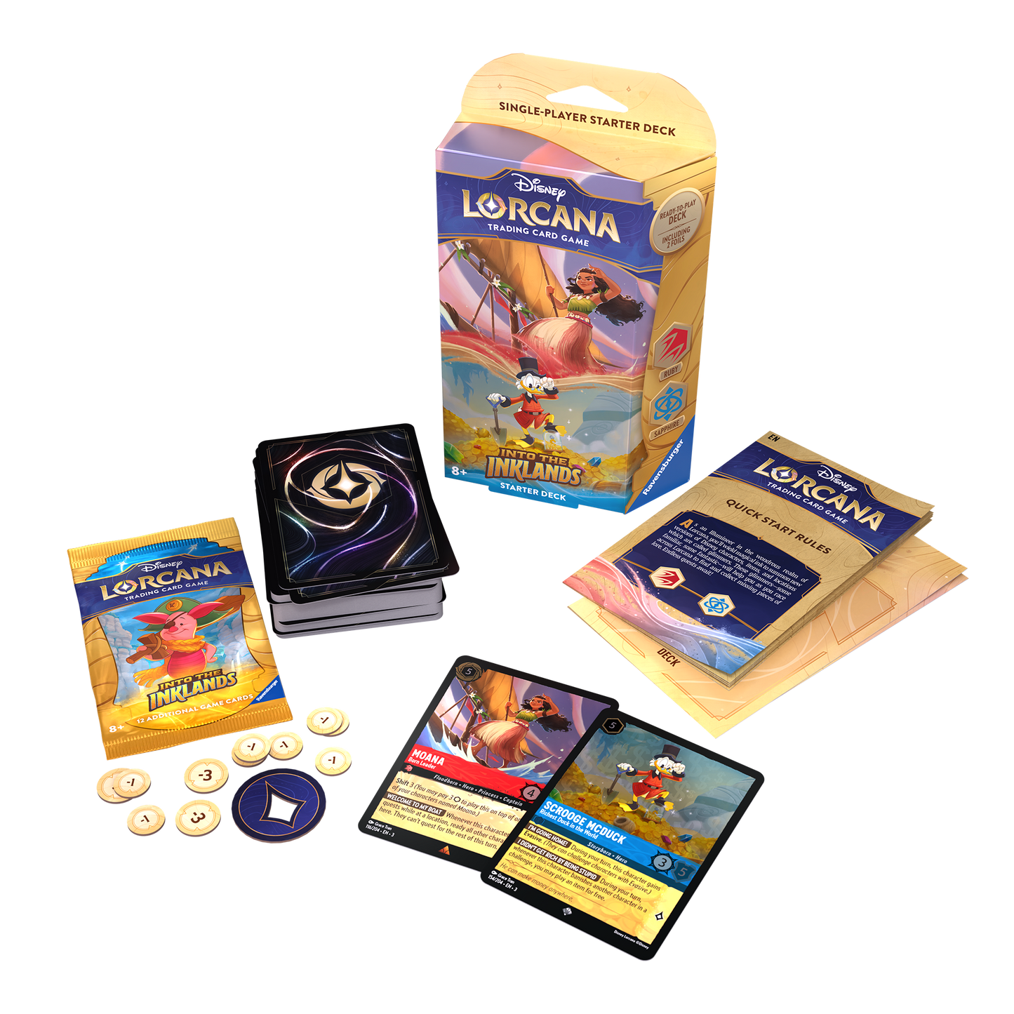 Disney Lorcana Into the Inklands Starter Deck: Moana &amp; Scrooge McDuck (includes booster)