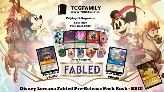 Disney Lorcana - Fabled Prerelease Pack Rush + BBQ 29 Augustus 2025 18:00PM