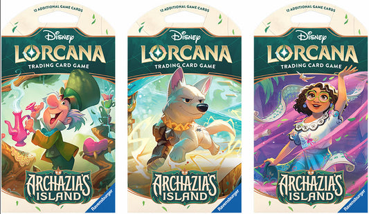 Disney Lorcana Archazia’s Island Sleeved Booster Pack Art Bundle