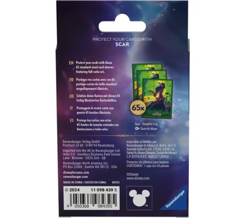 Disney Lorcana Azurite Sea Card Sleeves: Scar (65 pieces)
